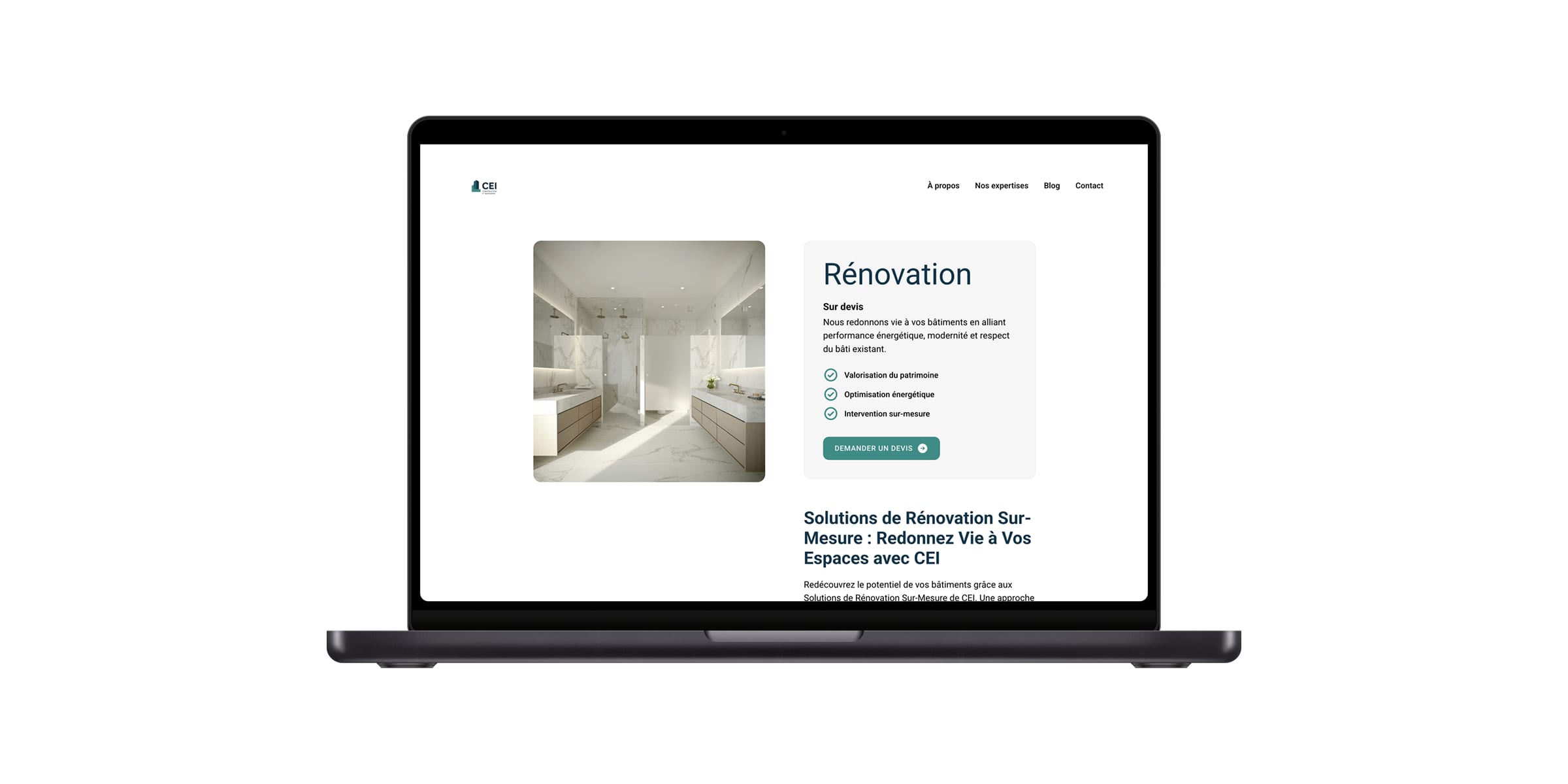 Site vitrine CEI, construction durable et locale, Processus de conception